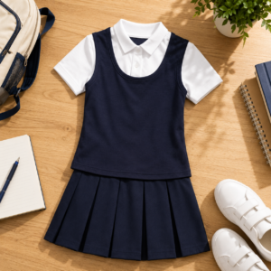 Girls Pleated School Uniform Dress